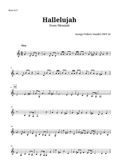 Hallelujah by Handel for French Horn