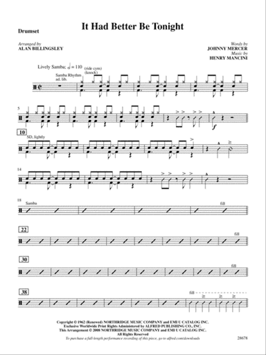 It Had Better Be Tonight (recorded by Michael Buble): Drums