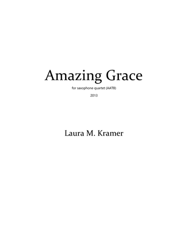 Amazing Grace for saxophone quartet