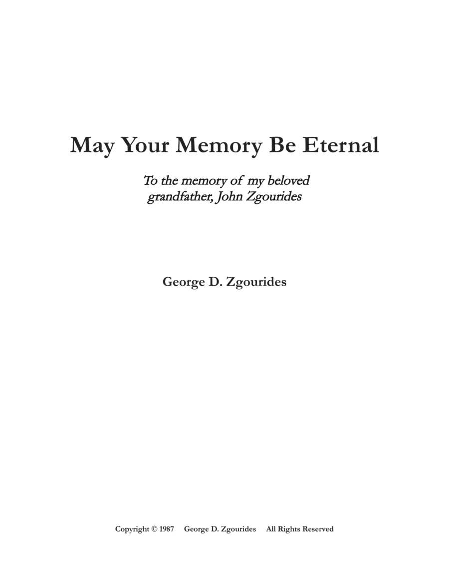 MAY YOUR MEMORY BE ETERNAL (1987)