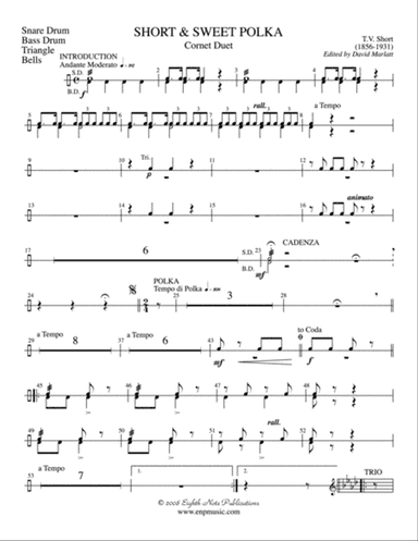 Short and Sweet (Cornet Duet and Concert Band): 1st Percussion