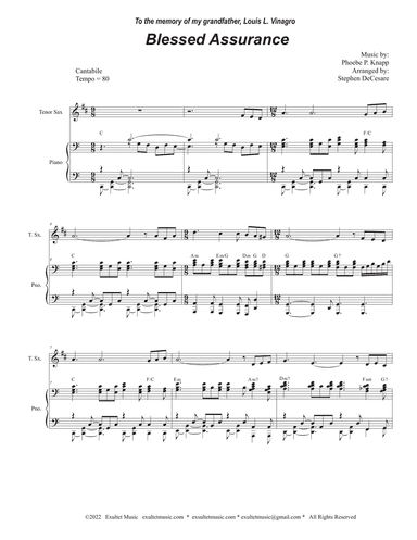 Blessed Assurance (Tenor Saxophone and Piano)