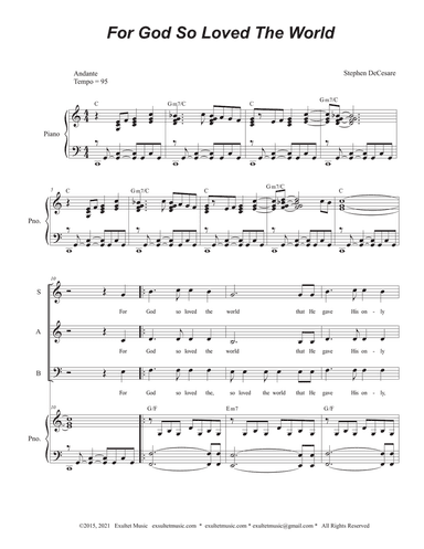 For God So Loved The World (Vocal Trio - (SAB)