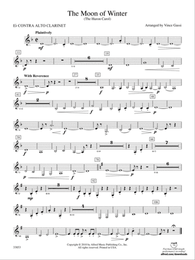 The Moon of Winter (The Huron Carol): (wp) E-flat Contrabass Clarinet