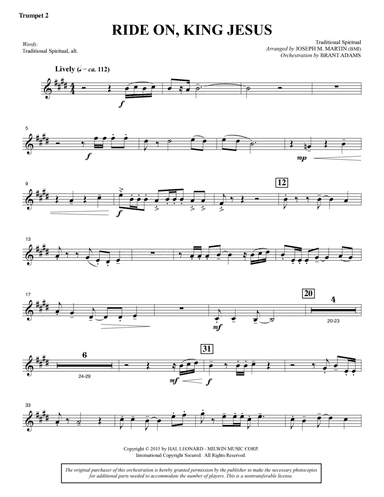 Ride On, King Jesus (arr. Joseph M. Martin) - Bb Trumpet 2