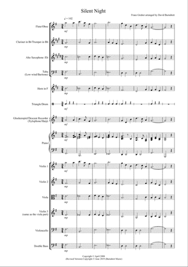 Silent Night for Flexible School Ensemble/Orchestra