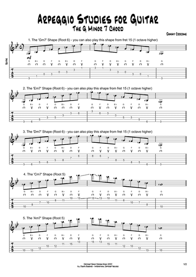 Arpeggio Studies for Guitar - The G Minor 7 Chord