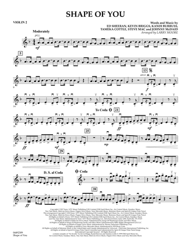 Shape Of You (arr. Larry Moore) - Violin 2