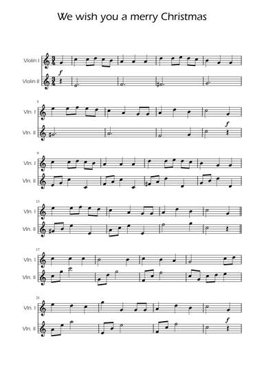 We Wish You a Merry Christmas - Violin Duet