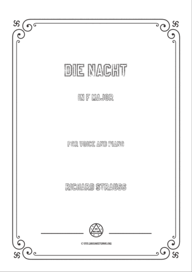 Richard Strauss-Die Nacht in F Major,for Voice and Piano