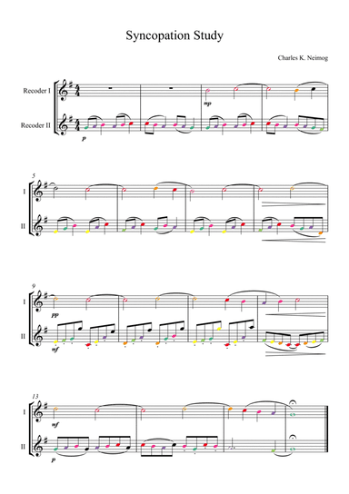 Syncopation Study - Recorder