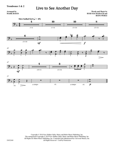 Live to See Another Day (arr. Mark Hayes) - Trombone 1 & 2