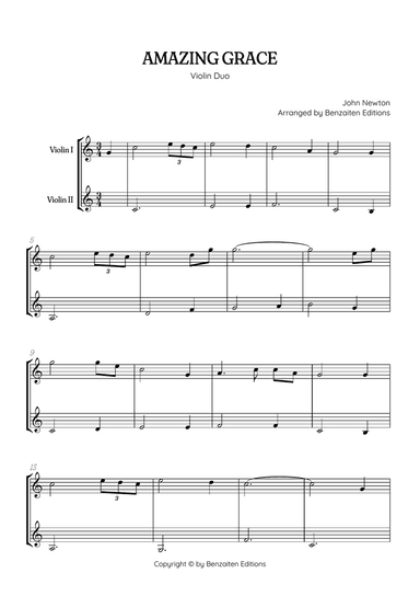 Amazing Grace • easy violin duet sheet music