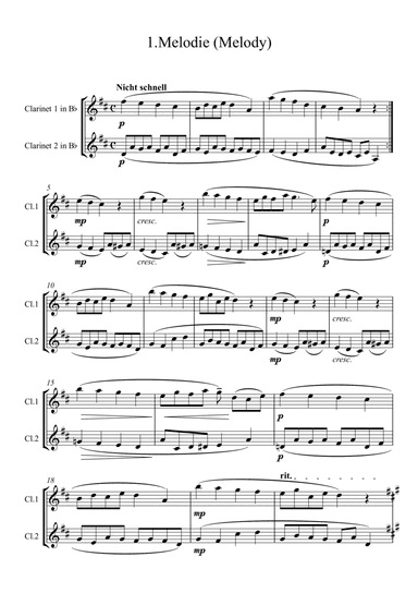 Schumann: Album für die Jugend (Album for the Young) (Op.68)(Nos. 1,2,3,5,6,7,8,) clarinet duet