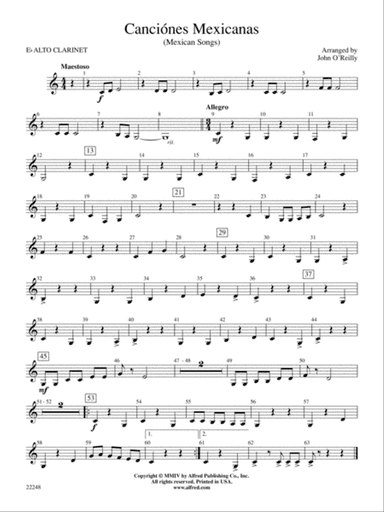 Canciónes Mexicanas: E-flat Alto Clarinet