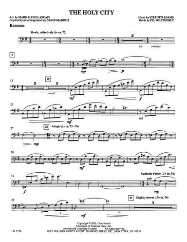 The Holy City (arr. Mark Hayes) - Bassoon