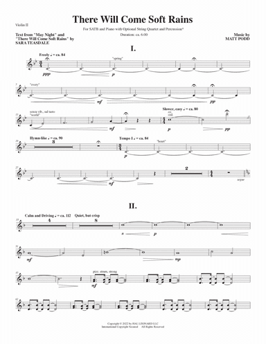 There Will Come Soft Rains - Violin 2