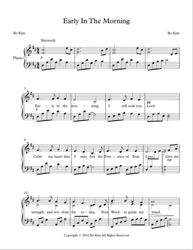 Early In The Morning (Piano/Voice)