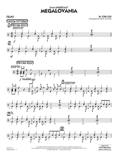 Megalovania (arr. Rick Stitzel) - Drums