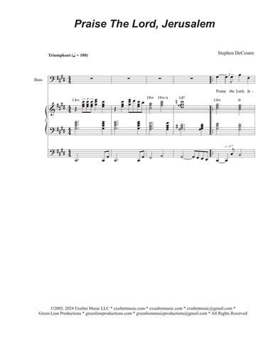 Praise The Lord, Jerusalem (Vocal Quartet - (SATB)