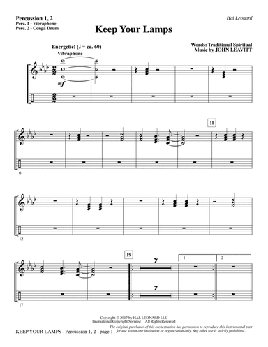 Keep Your Lamps - Percussion 1 & 2