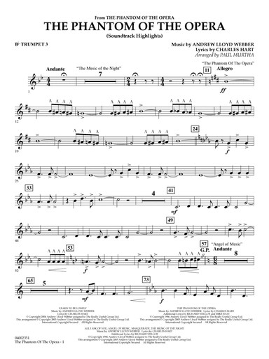 The Phantom Of The Opera (Soundtrack Highlights) (arr. Paul Murtha) - Bb Trumpet 3