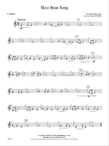 Skye Boat Song: 1st F Horn