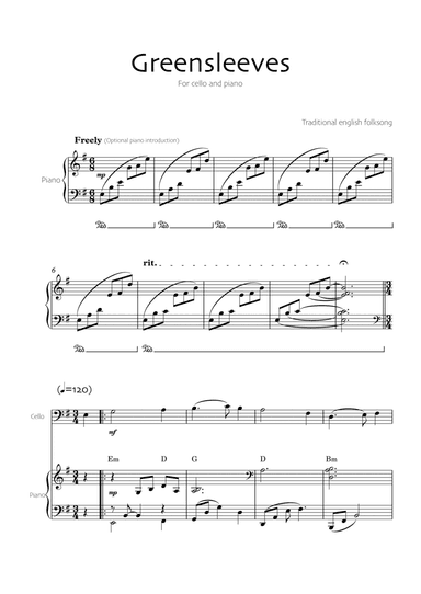 Greensleeves (Cello and piano)