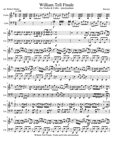 William Tell Overture Finale violin & cello intermediate