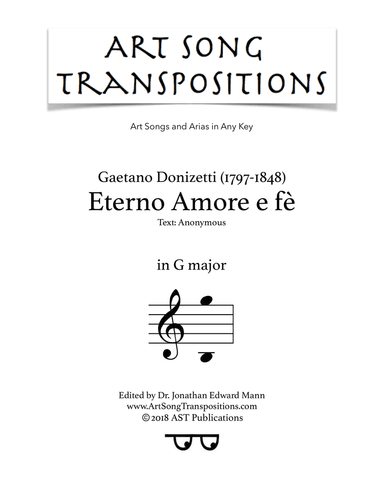 DONIZETTI: Eterno Amore e fè (transposed to G major)
