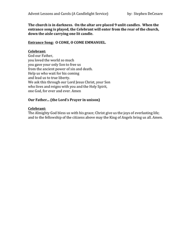 Advent Lessons and Carols (a musical presentation)