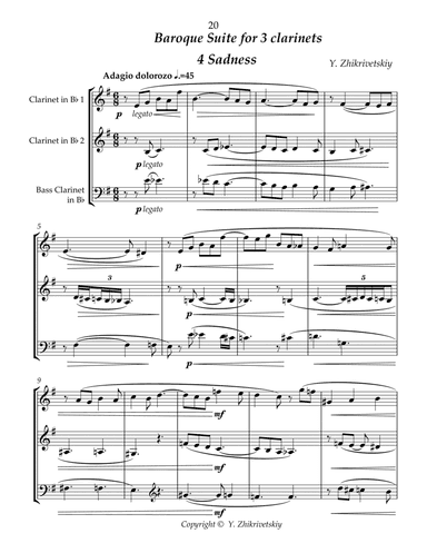Baroque Suite for 3 clarinets.4 Sadness