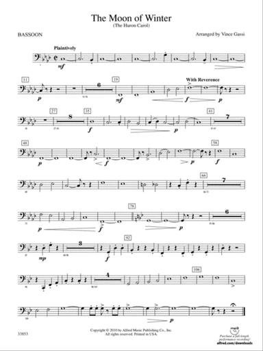 The Moon of Winter (The Huron Carol): Bassoon