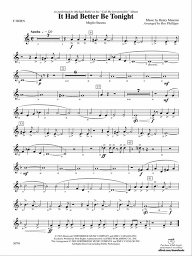 It Had Better Be Tonight (Meglio Stasera): 1st F Horn