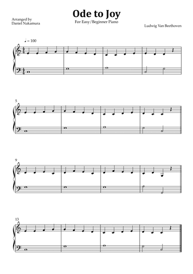 Ode to Joy (Easy/Beginner Piano)