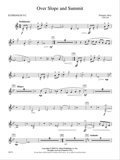Over Slope and Summit: Baritone T.C.