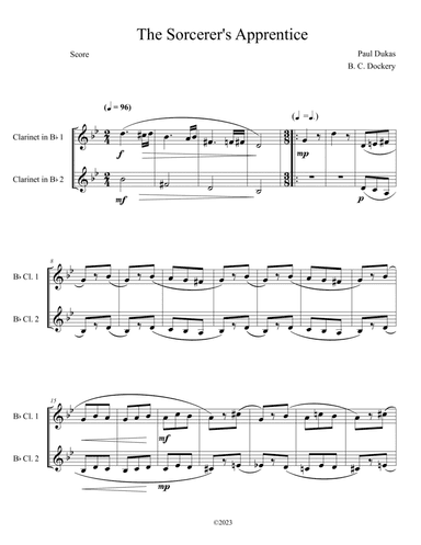 The Sorcerer's Apprentice (Clarinet Duet)