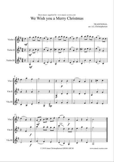 We Wish you a Merry Christmas - 3 Violins