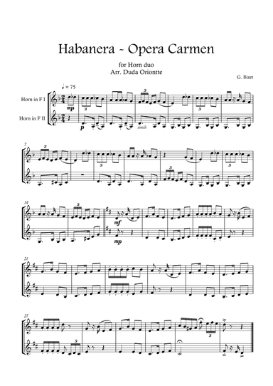 Carmen HABANERA - Bizet ( Horn DUO) Student