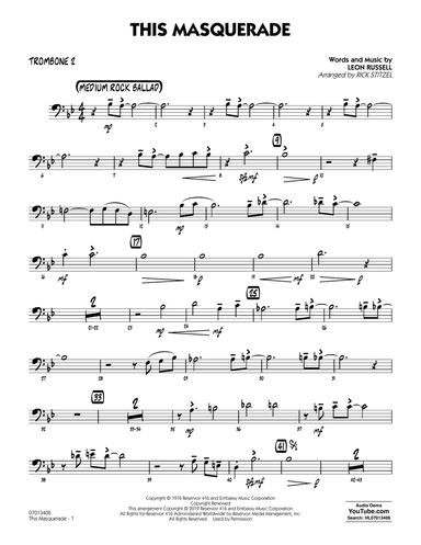 This Masquerade (arr. Rick Stitzel) - Trombone 2