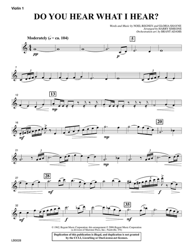 Do You Hear What I Hear? (Orchestration) (arr. Harry Simeone) - Violin 1