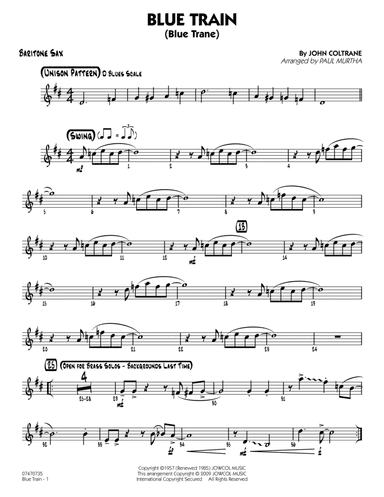 Blue Train (Blue Trane) (arr. Paul Murtha) - Baritone Sax