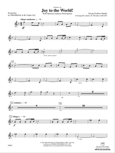 Joy to the World: (wp) 1st B-flat Trombone T.C.