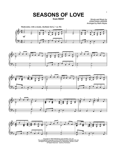 Seasons Of Love (from Rent) (arr. Mark Hayes)