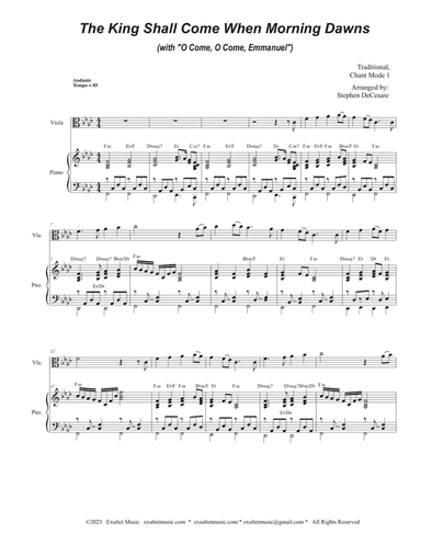 The King Shall Come When Morning Dawns (with "O Come, O Come, Emmanuel") (Viola solo and Piano)