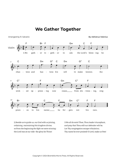 We Gather Together - Violin