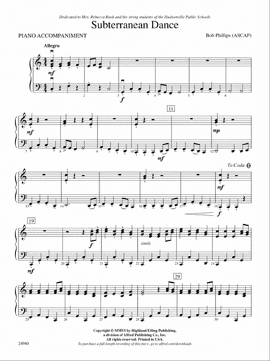 Subterranean Dance: Piano Accompaniment