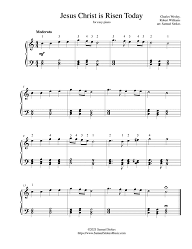 Jesus Christ is Risen Today (Llanfair) - for easy piano