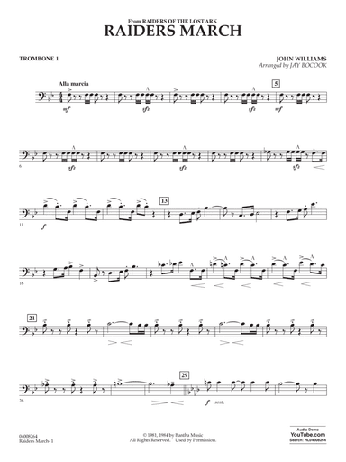 Raiders March (from Raiders Of The Lost Ark) (arr. Jay Bocook) - Trombone 1