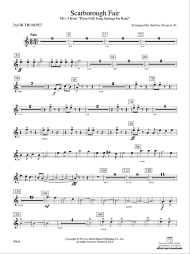 Scarborough Fair: 2nd B-flat Trumpet